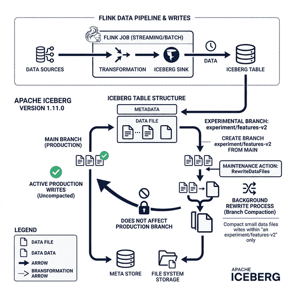 Flink data sink writing data and executing post-commit branch compaction on experimental branch