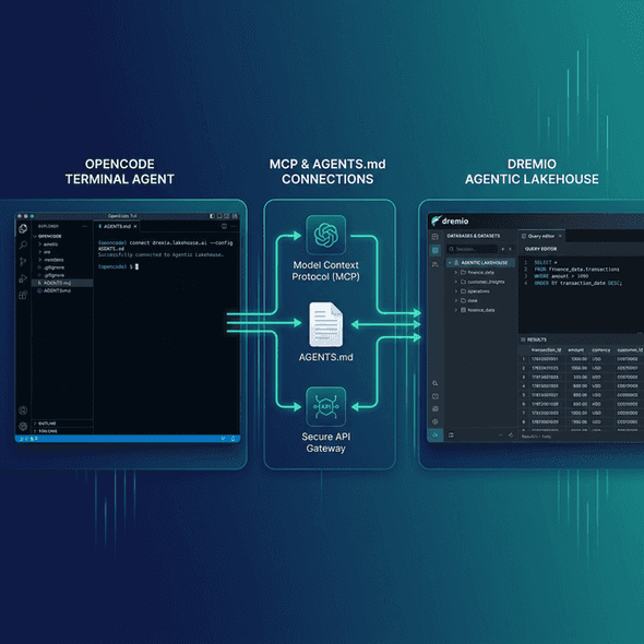OpenCode TUI connecting to Dremio Agentic Lakehouse via MCP