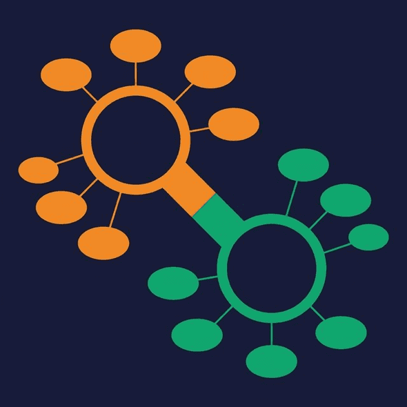 Hubs connected by Link tables representing relationships between business entities