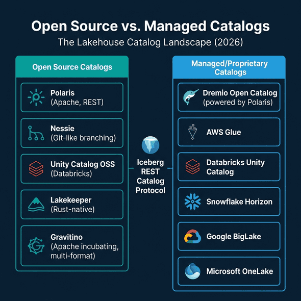 Open source vs managed catalog options in the 2026 lakehouse ecosystem