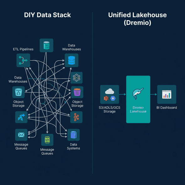 Diagram showing an unmanaged DIY cluster versus a unified Platform orchestrating the maintenance